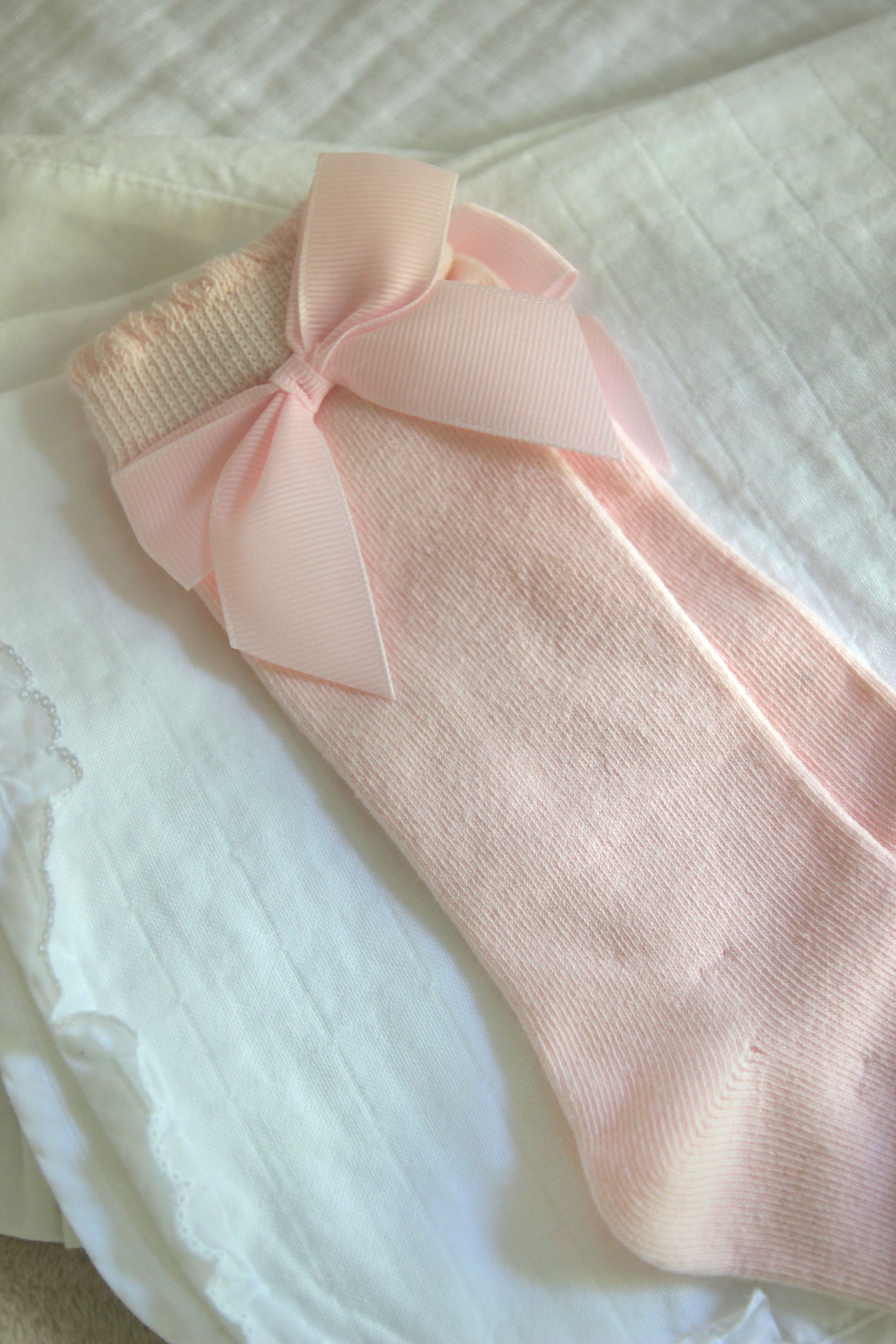 Hoge Babysokken met Strik Roze