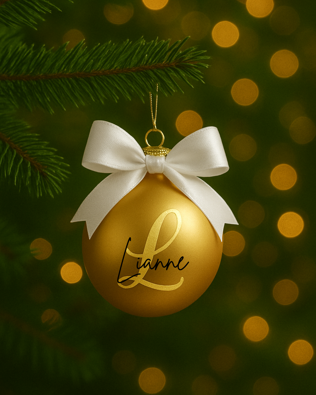 Kerstbal Goud/Zwart Met Naam