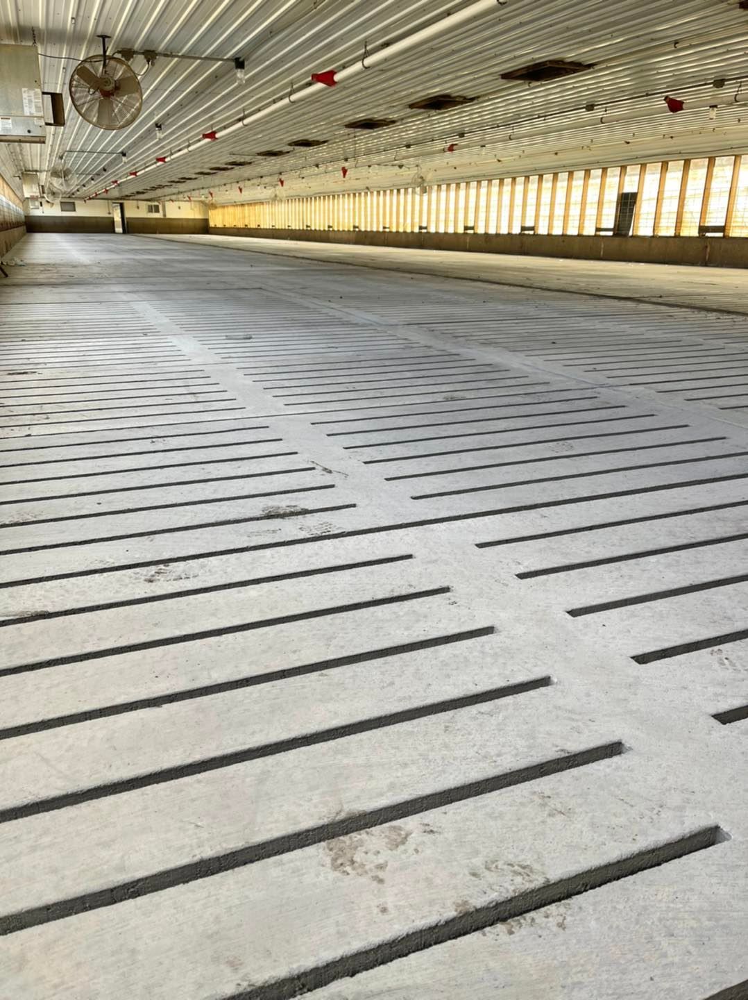 The floor of a building with a lot of lines on it.