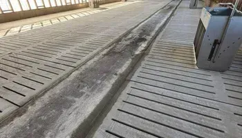A close up of a concrete floor in a building.