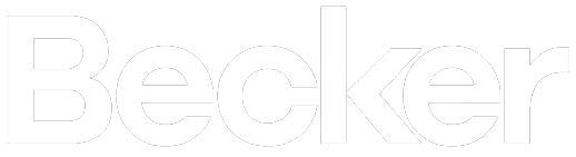 The word becker is written in white on a white background.