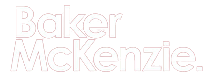 A white logo for baker mckenzie on a white background.