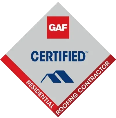 A logo for a certified residential roofing contractor