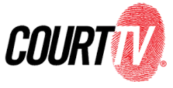 Court TV logo: black text with a red fingerprint.