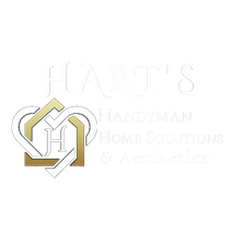 A logo for hart 's handyman home solutions and appliances.