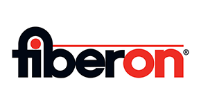 The fiberon logo is black and red on a white background.