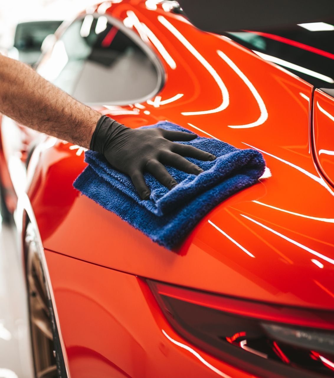 A car that has been covered in soap and water