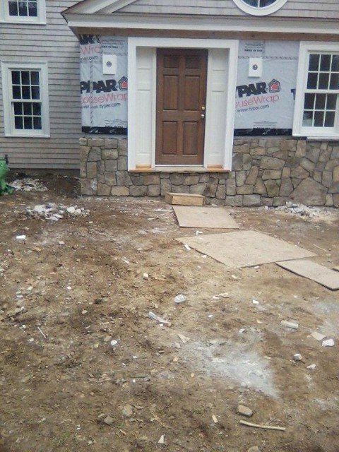 The front door of a house that is being built