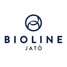 Logo Bioline Jatô in blu navy su sfondo bianco.