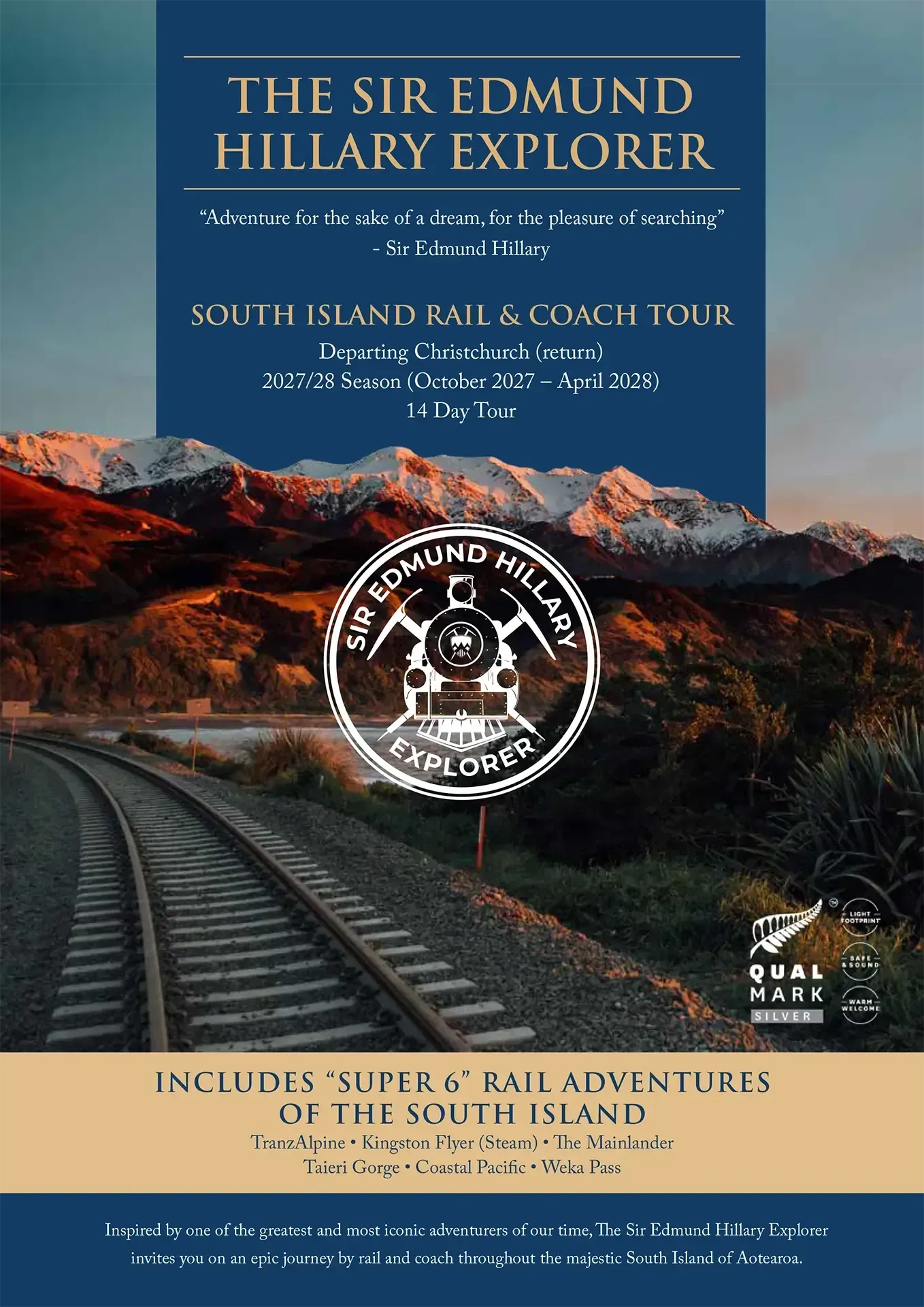 The Sir Edmund Hillary Explorer - 14 Day Summer 2027-2028 Tour Brochure Cover