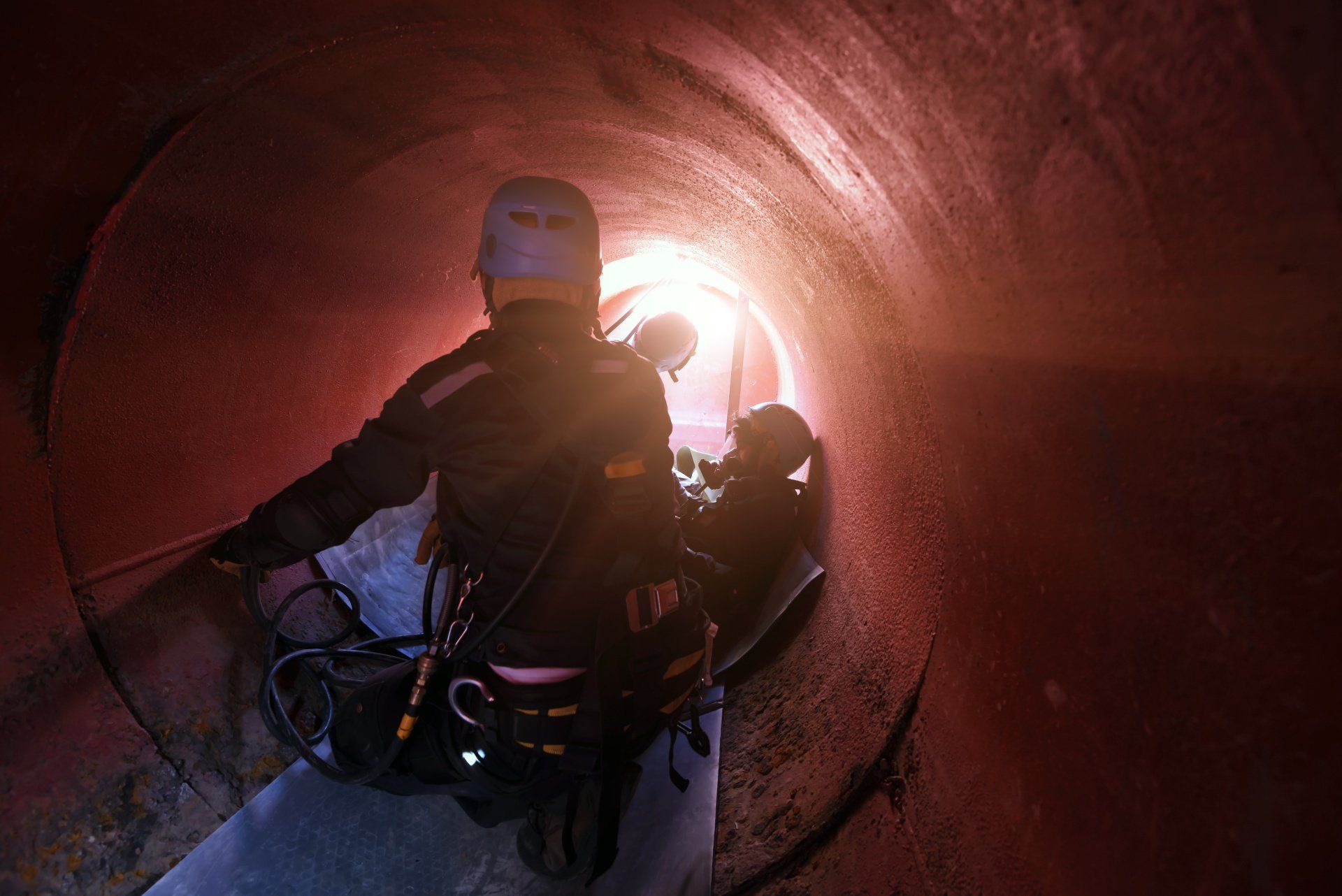 A man is riding a motorcycle down a tunnel.