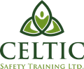 The logo for celtic safety training ltd. is green and white