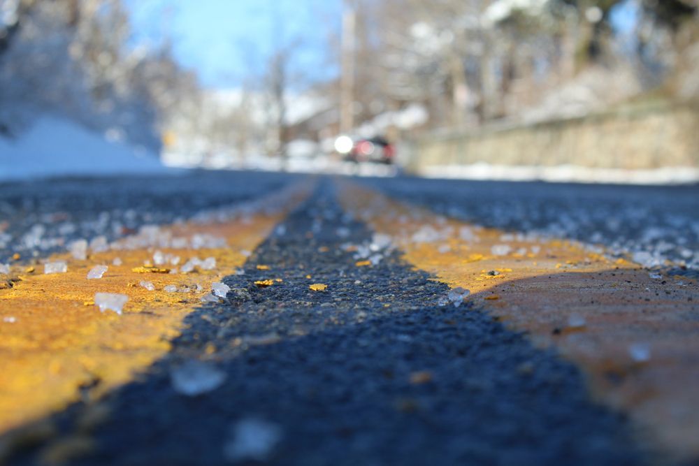 Salt on a wintery road.