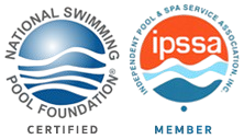 Two logos for national swimming pool foundation and ipssa