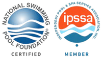 Two logos for national swimming pool foundation and ipssa