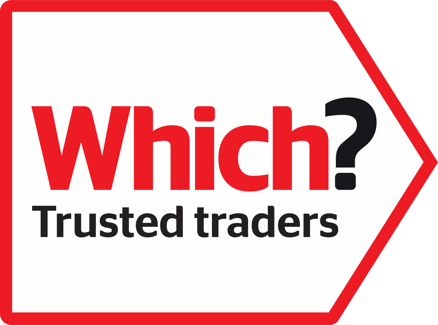 A logo for which ? trusted traders with an arrow pointing to the right.