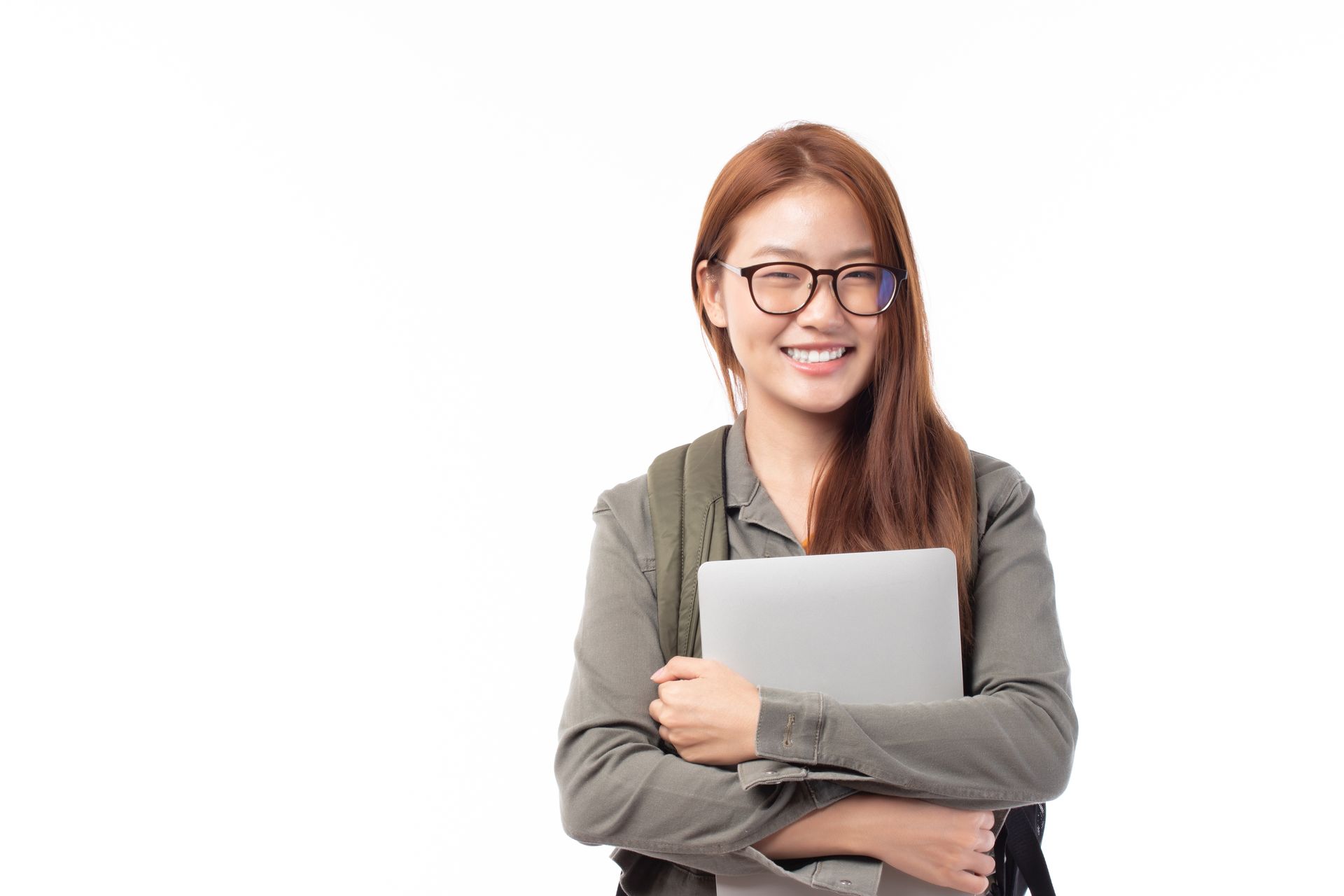 Young woman holding binder
