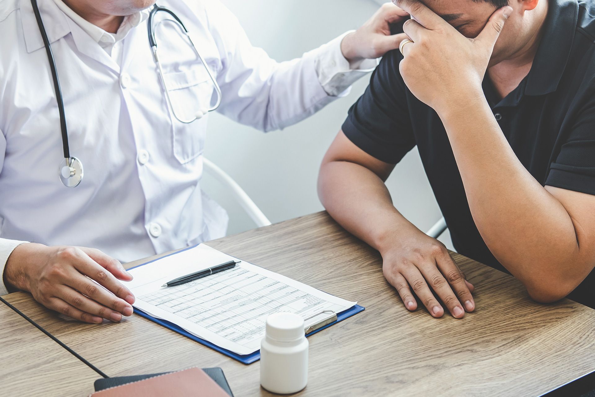 Patient reviewing delayed diagnosis medical records