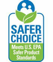 Safer Choice label: blue and green design with text 