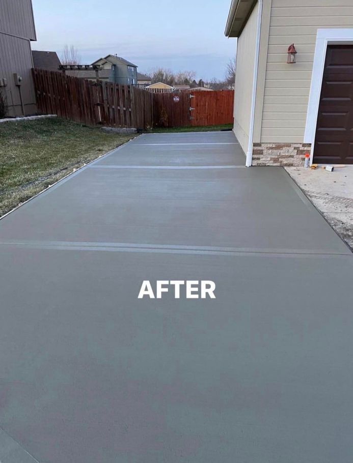 after picture of a residential concrete driveway installation