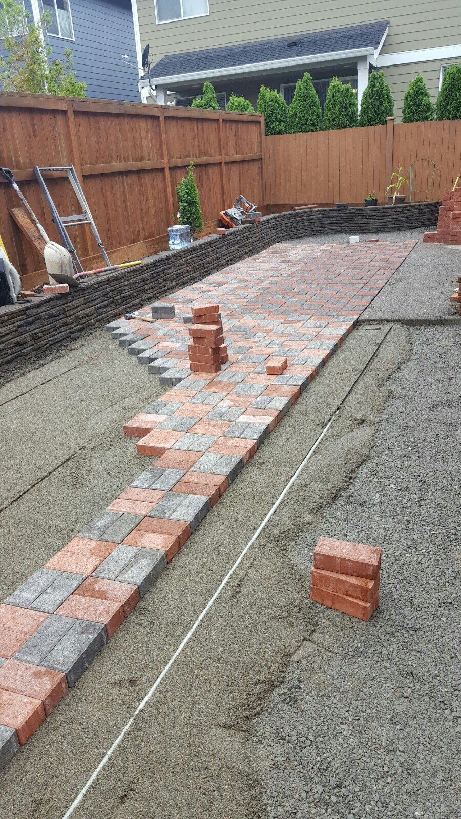 Brick Installation — Brick Backyard- During Installation In Everett, WA