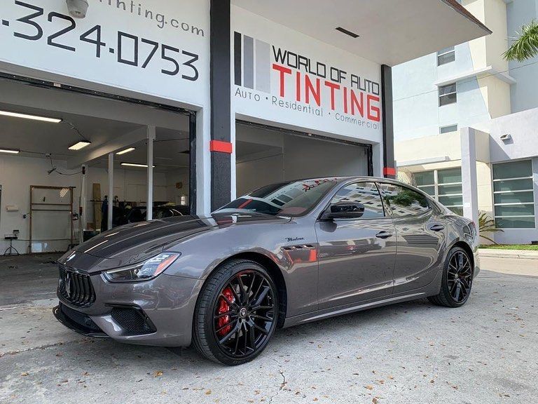 Ceramic window tinting on car