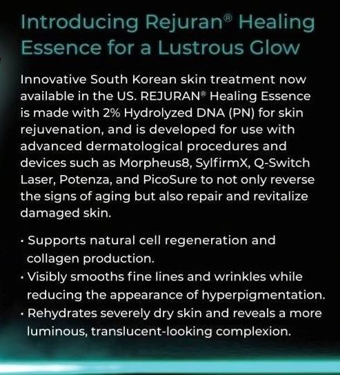 An ad for rejuran healing essence for a lustrous glow