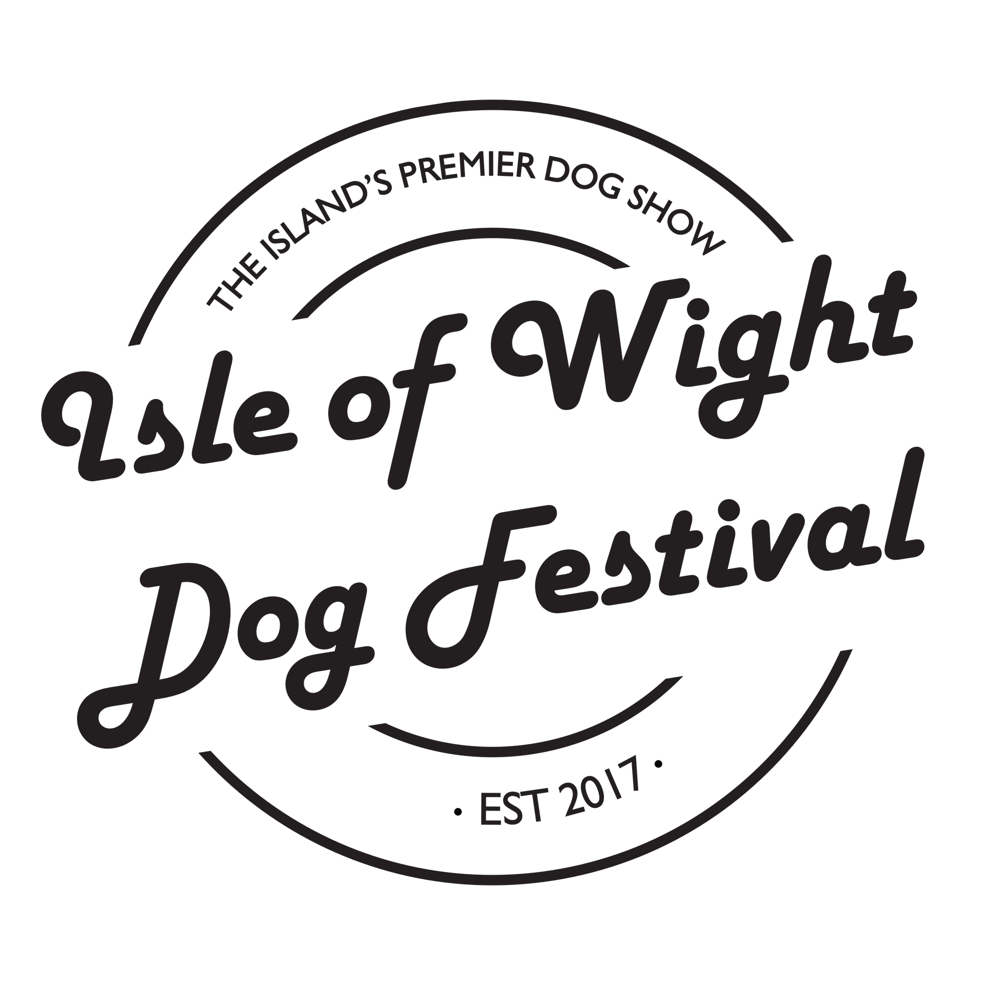 The isle of wight dog festival logo is a black and white logo for the island 's premier dog show.