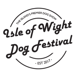 The isle of wight dog festival logo is a black and white logo for the island 's premier dog show.