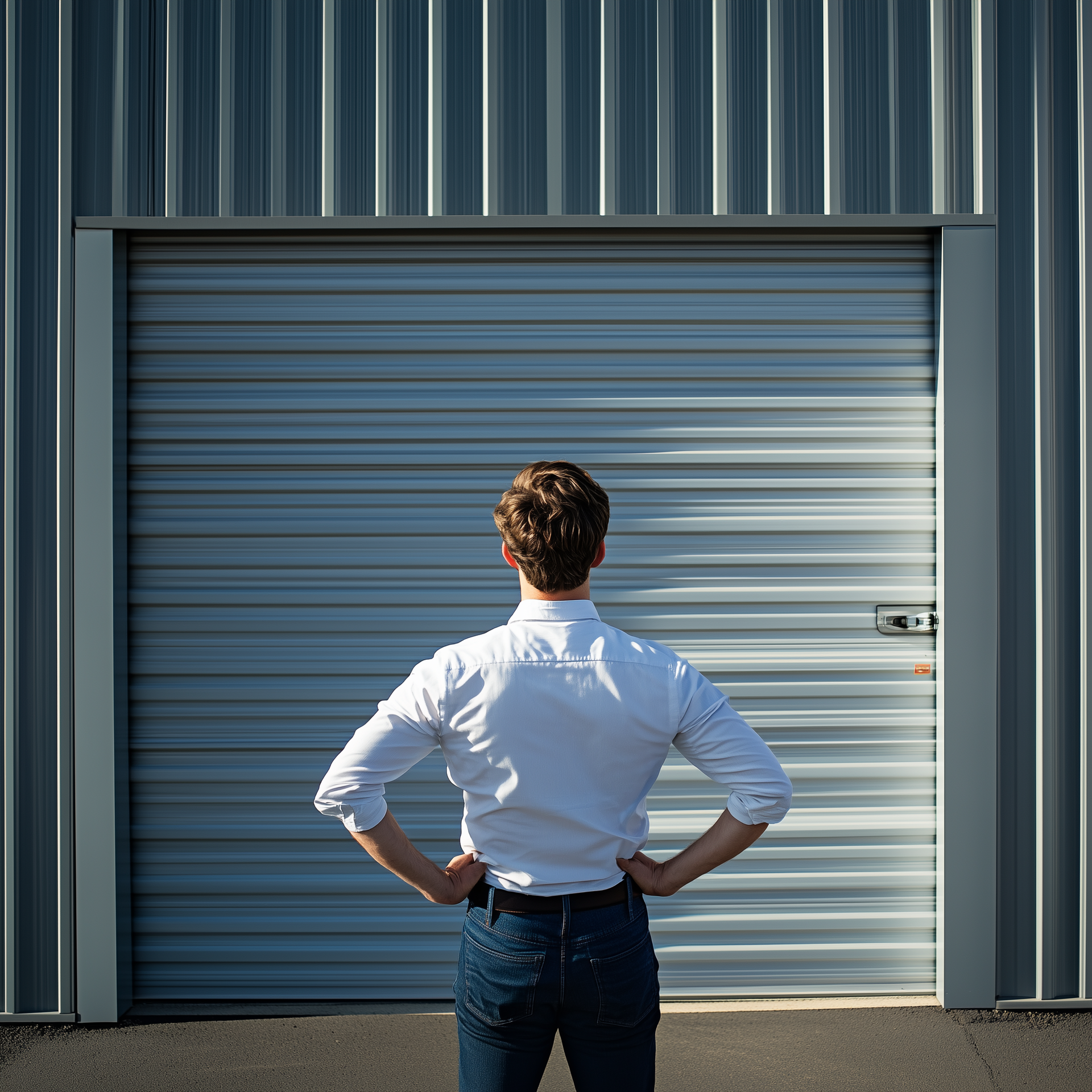 Man looking at storage unit