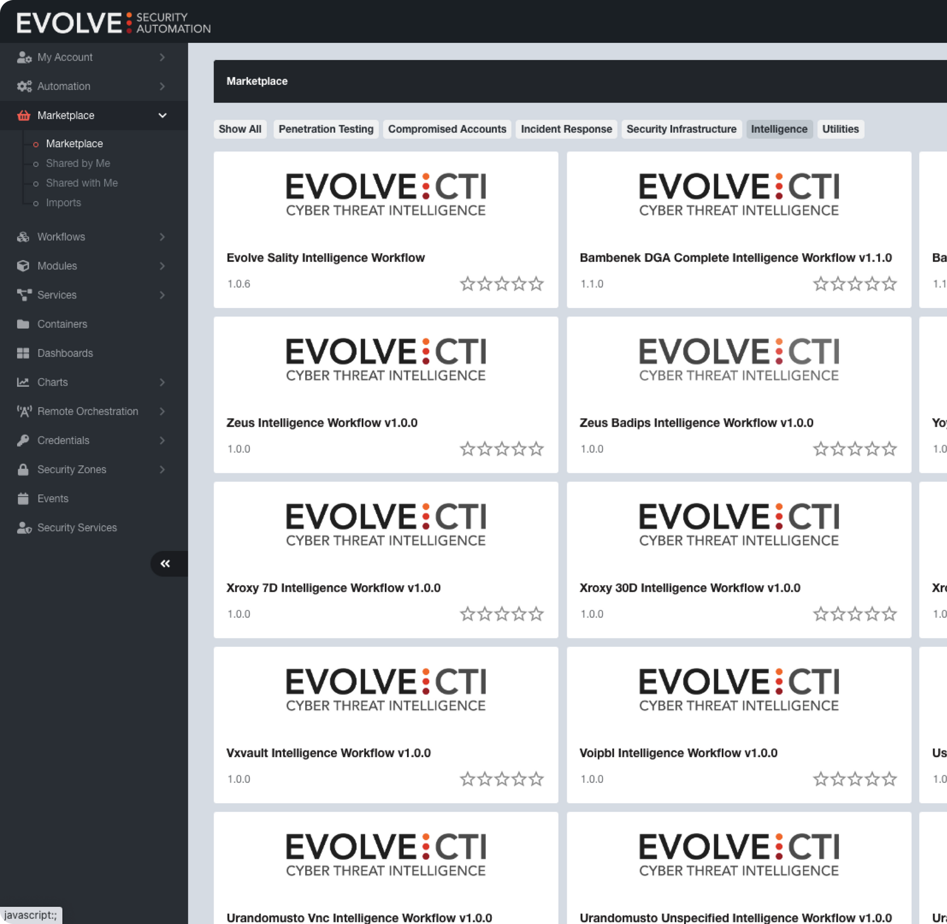 A row of evolve cti logos on a computer screen