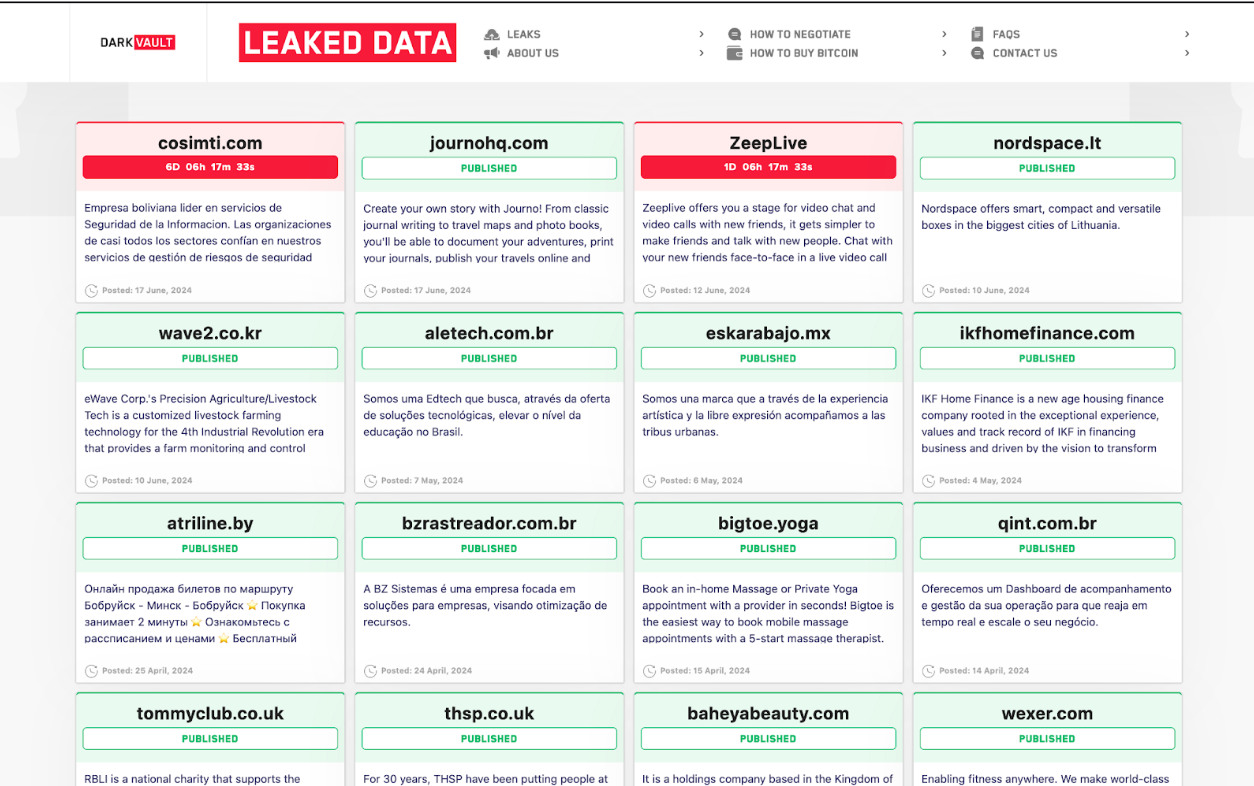 A screenshot of a website that says ' leaked data ' on it