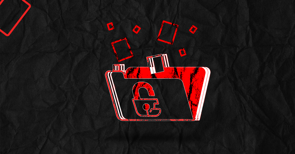 A red and black icon on a black background.