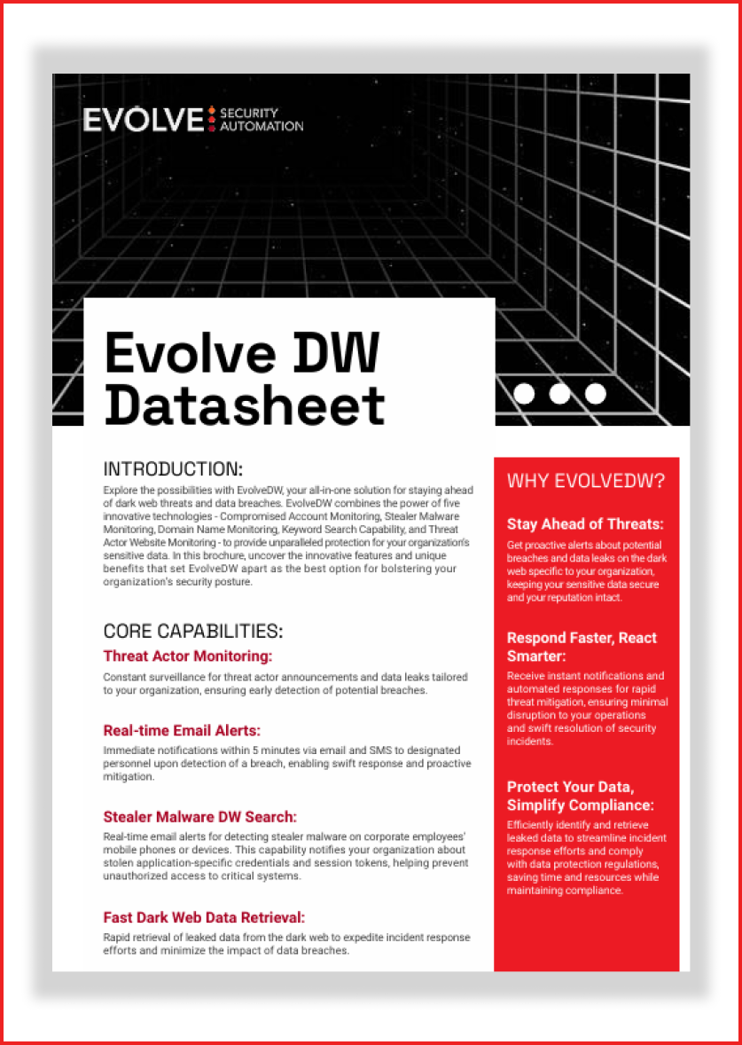 A brochure for evolve dw shows the advantages of using evolve dw.