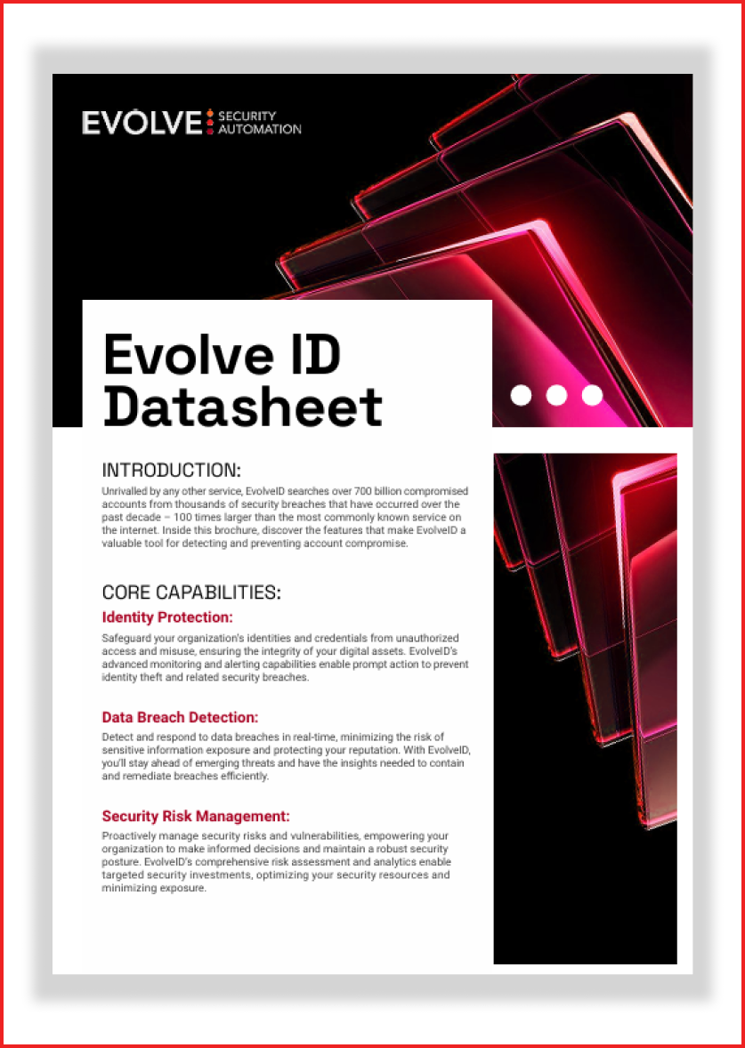 A brochure for evolve id shows the features of the product.