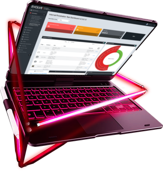 A laptop with a red light coming out of it