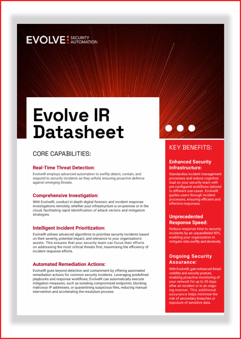 A brochure for evolve id shows the features of the product.