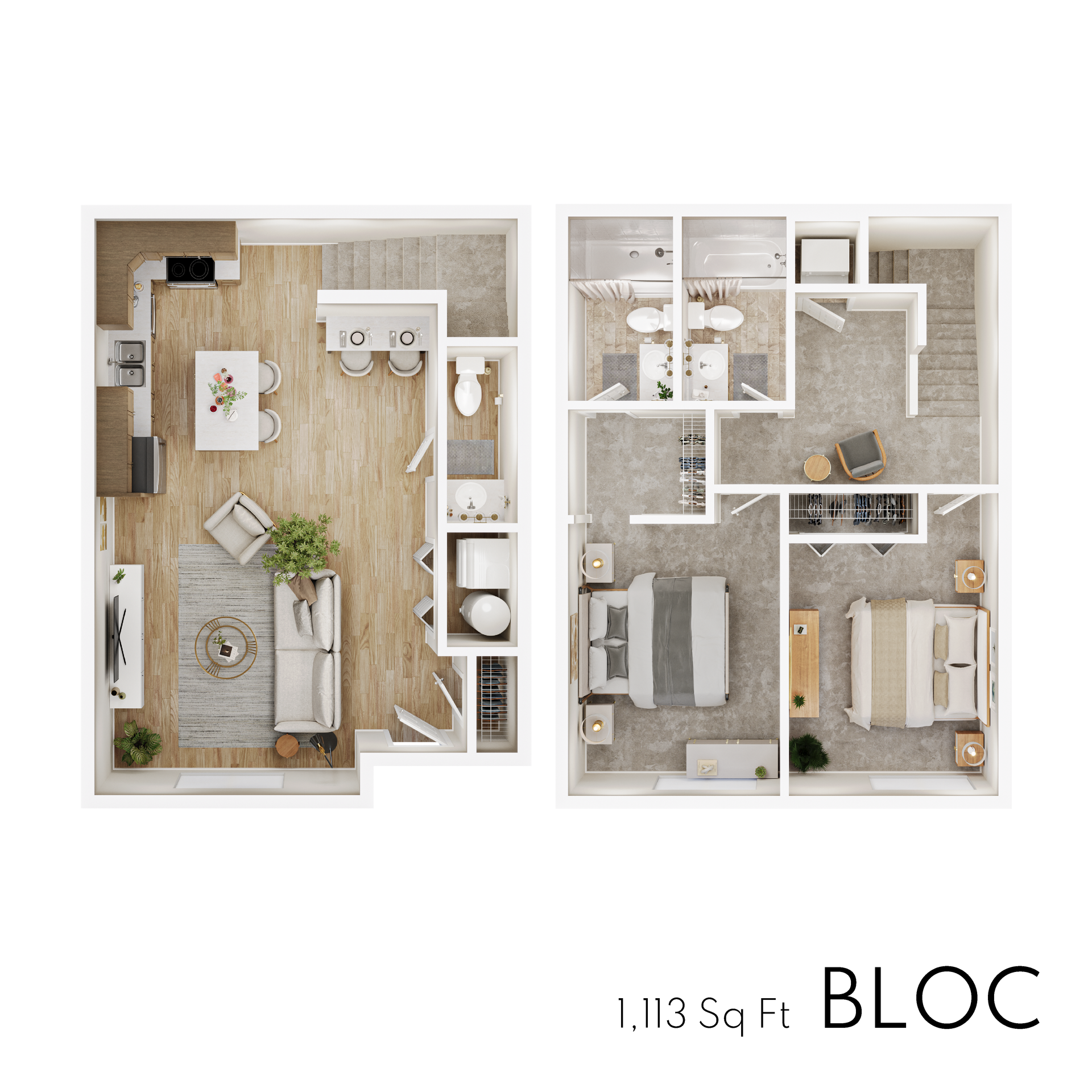 Bloc floor plan with 1,113 square feet