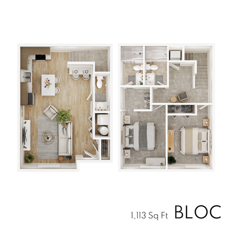 Bloc floor plan with 1,113 square feet