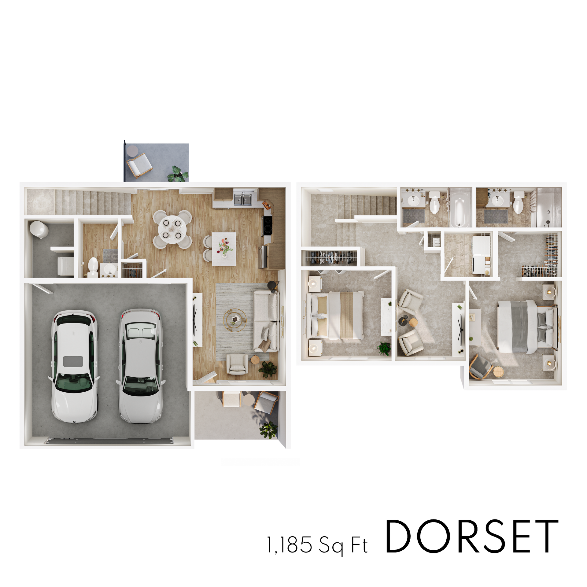 Dorset floor plan with 1,185 square feet