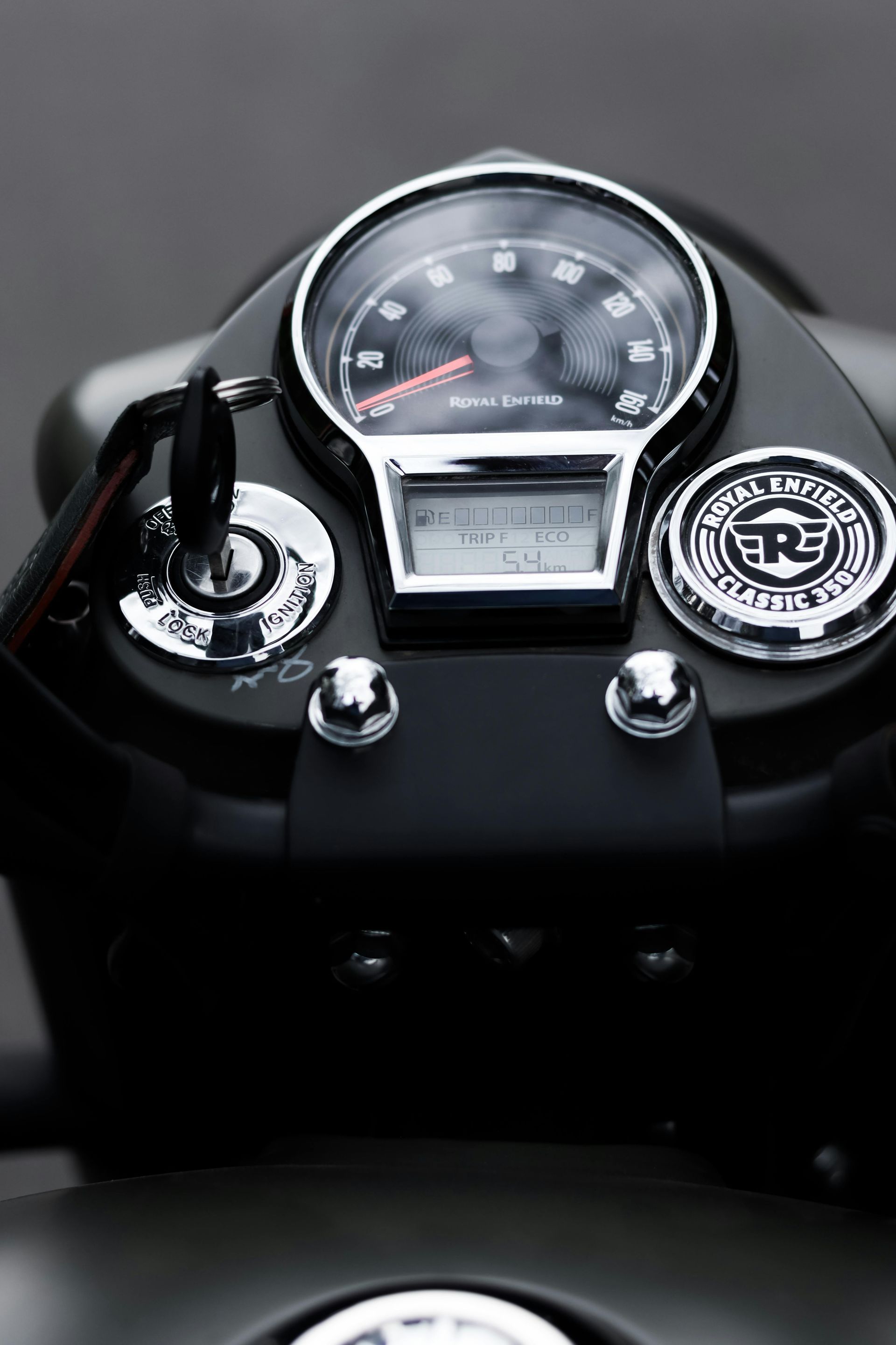 A close up of the dashboard of a motorcycle
