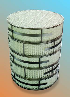 A cylindrical object with a grid pattern on it is stacked on top of each other.