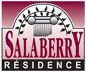 Le logo de la résidence Salaberry a un pilier et des feuilles dessus