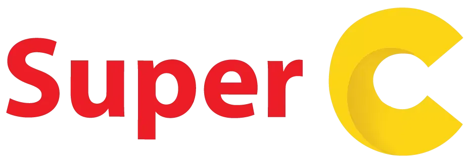 Un logo super c rouge et jaune sur fond blanc.