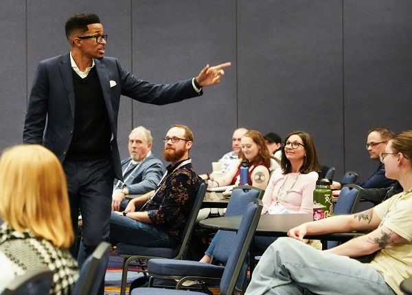Ryan Leak discusses complicated staffers with the audience at CAMEX25 in Fort Worth.