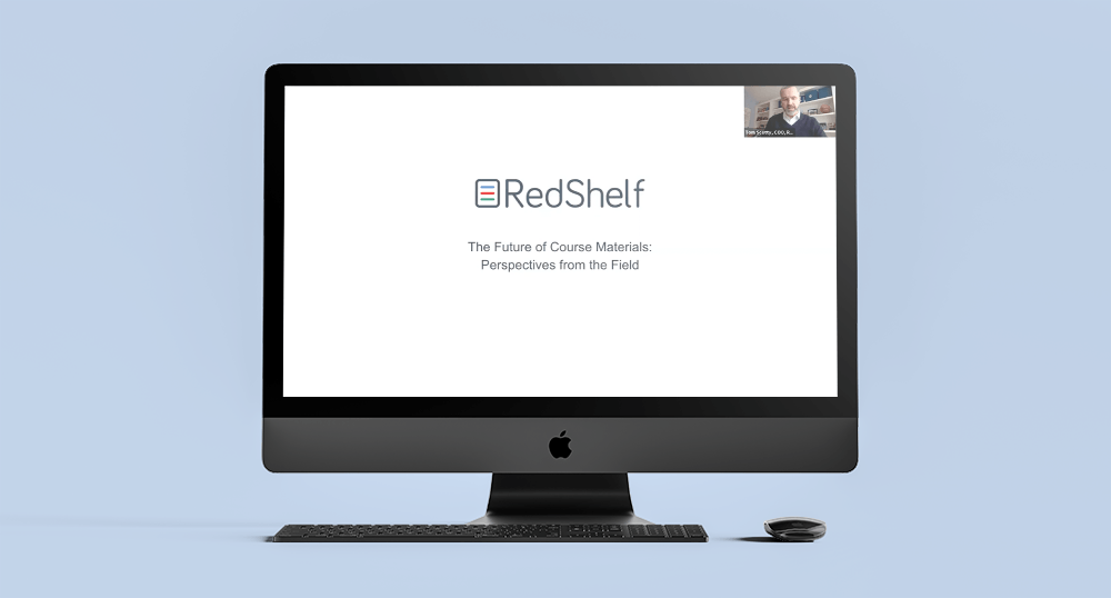 A computer monitor with the word red shelf on it