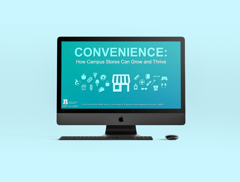 A computer monitor with the word convenience on it