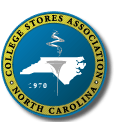 The logo for the college stores association of north carolina.