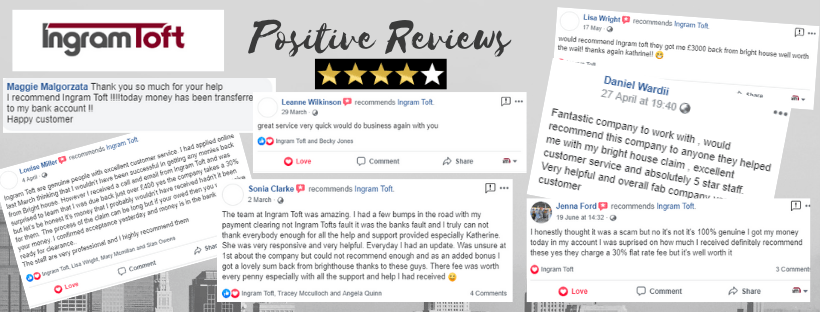 A collage of positive reviews for ingram loft on facebook.