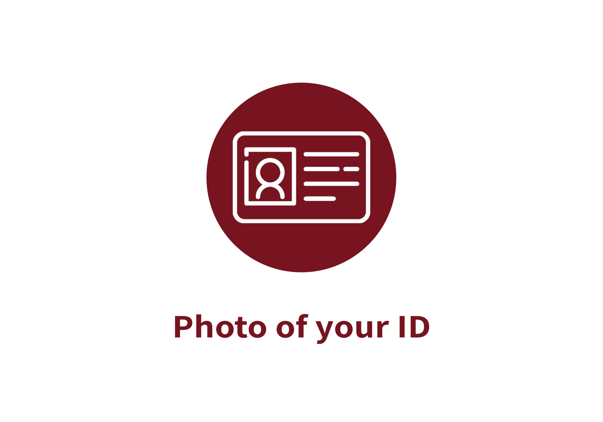 A picture of a id card in a red circle.
